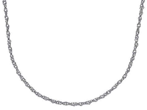 Rhodium Over 10K White Gold Diamond-Cut 1.7mm Double Torchon Link 24 Inch Chain Necklace