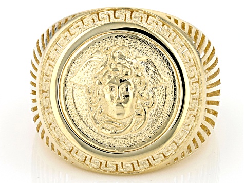 10k Yellow Gold 19mm Satin Medusa Ring