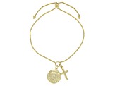 10k Yellow Gold Angel & Cross Charm Bolo Bracelet
