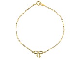 10k Yellow Gold Bow Charm Paperclip Link Bracelet