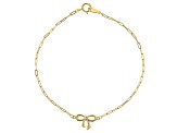 10k Yellow Gold Bow Charm Paperclip Link Bracelet