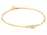 10k Yellow Gold Bow Charm Paperclip Link Bracelet
