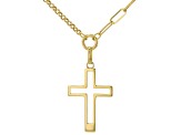 10k Yellow Gold Rolo & Paperclip Link 18 Inch Cross Necklace