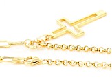10k Yellow Gold Rolo & Paperclip Link 18 Inch Cross Necklace