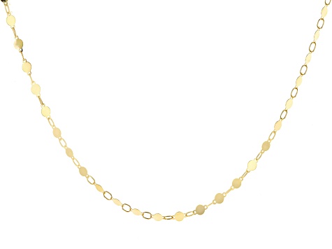 10K Yellow Gold 18 Inch Disc Station Necklace