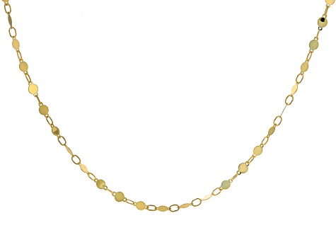 10K Yellow Gold 20 Inch Disc Station Necklace