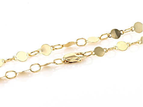 10K Yellow Gold 20 Inch Disc Station Necklace