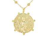 10k Yellow Gold Bead Station 18 Inch Replica Coin Necklace