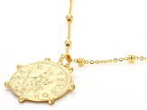 10k Yellow Gold Bead Station 18 Inch Replica Coin Necklace