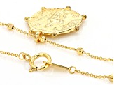 10k Yellow Gold Bead Station 18 Inch Replica Coin Necklace