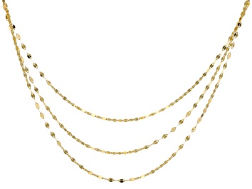 Picture of 10k Yellow Gold Multi-Layer Diamond-Cut Mirror Link 18 Inch Necklace
