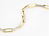 10k Yellow Gold & Rhodium Over 10k White Gold Diamond-Cut Paperclip Link Bracelet