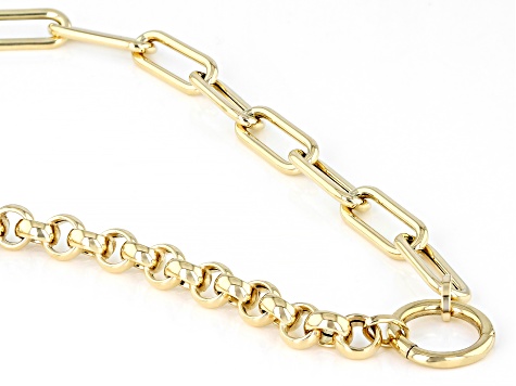 14k Yellow Gold 5.5mm Paperclip & Rolo Link 18 Inch Necklace
