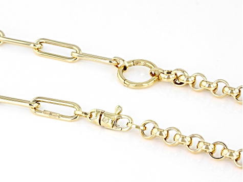 14k Yellow Gold 5.5mm Paperclip & Rolo Link 18 Inch Necklace