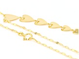 10k Yellow Gold Hearts Drop 18 Inch Necklace