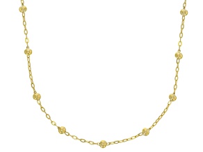 10k Yellow Gold Bead Station 20 Inch Necklace