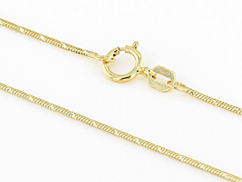 10k Yellow Gold Spiral Diamond-Cut Snake 18 Inch Chain