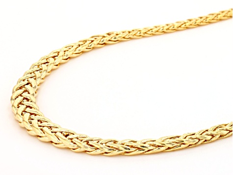 10k Yellow Gold Flat Diamond-Cut Wheat Link 20 Inch Necklace