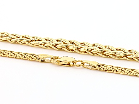 10k Yellow Gold Flat Diamond-Cut Wheat Link 20 Inch Necklace