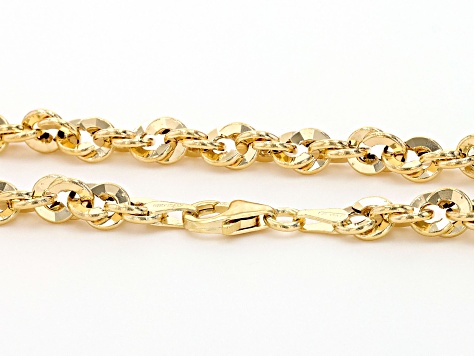 10k Yellow Gold Mirror Concave Rope 20 Inch Chain