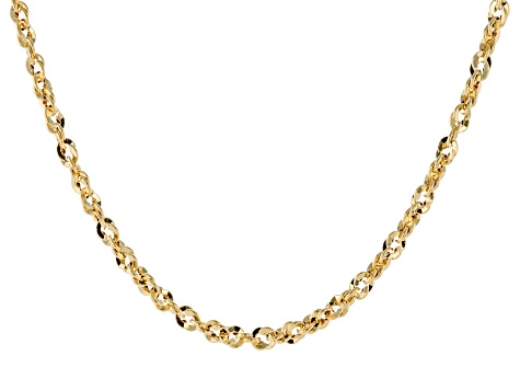 10k Yellow Gold Mirror Concave Rope 24 Inch Chain