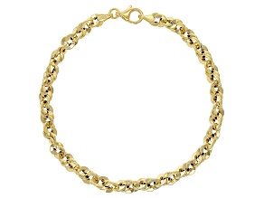 10k Yellow Gold Mirror Concave Rope Link Bracelet