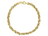 10k Yellow Gold Mirror Concave Rope Link Bracelet