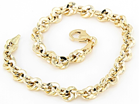 10k Yellow Gold Mirror Concave Rope Link Bracelet