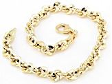 10k Yellow Gold Mirror Concave Rope Link Bracelet