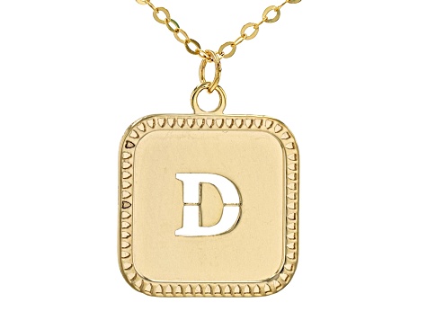 10k Yellow Gold Cut-Out Initial D 18 Inch Necklace