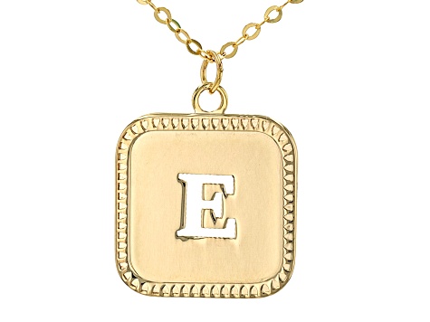 10k Yellow Gold Cut-Out Initial E 18 Inch Necklace