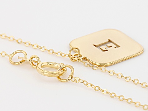 10k Yellow Gold Cut-Out Initial E 18 Inch Necklace