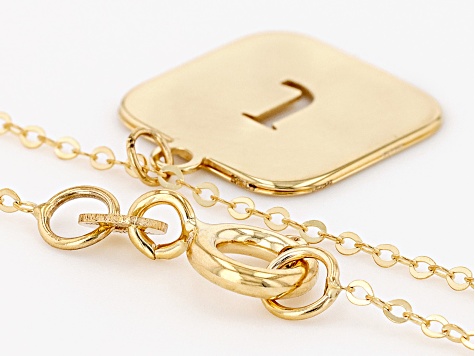 10k Yellow Gold Cut-Out Initial J 18 Inch Necklace