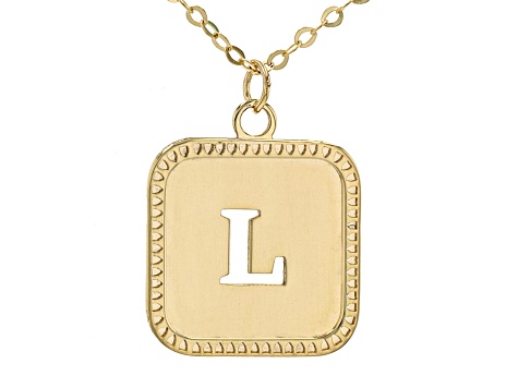 10k Yellow Gold Cut-Out Initial L 18 Inch Necklace