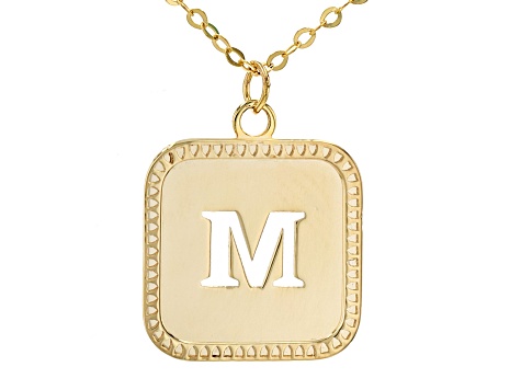10k Yellow Gold Cut-Out Initial M 18 Inch Necklace