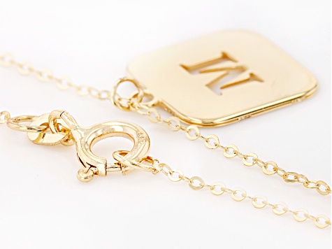 10k Yellow Gold Cut-Out Initial M 18 Inch Necklace
