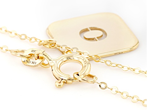 10k Yellow Gold Cut-Out Initial O 18 Inch Necklace