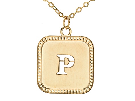 10k Yellow Gold Cut-Out Initial P 18 Inch Necklace