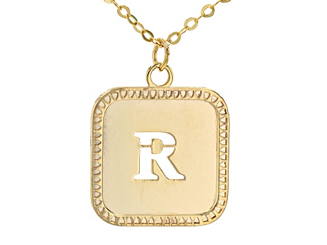 10k Yellow Gold Cut-Out Initial R 18 Inch Necklace