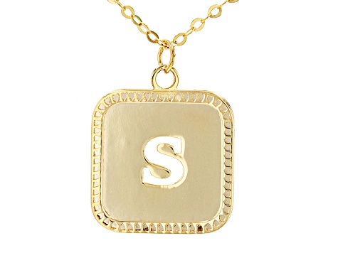 10k Yellow Gold Cut-Out Initial S 18 Inch Necklace