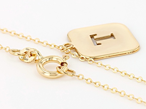10k Yellow Gold Cut-Out Initial T 18 Inch Necklace
