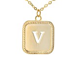 10k Yellow Gold Cut-Out Initial V 18 Inch Necklace