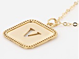 10k Yellow Gold Cut-Out Initial V 18 Inch Necklace