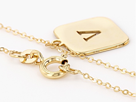 10k Yellow Gold Cut-Out Initial V 18 Inch Necklace