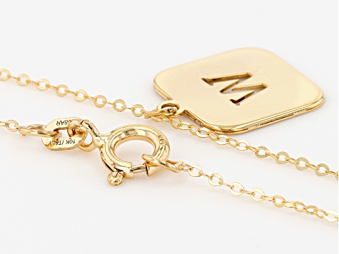 10k Yellow Gold Cut-Out Initial W 18 Inch Necklace