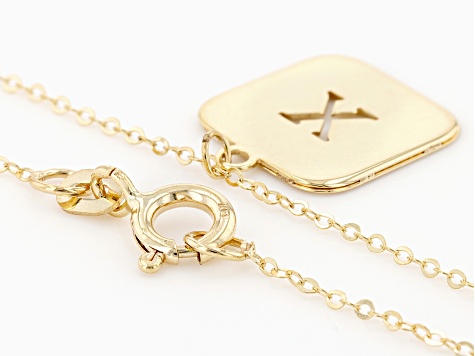 10k Yellow Gold Cut-Out Initial X 18 Inch Necklace