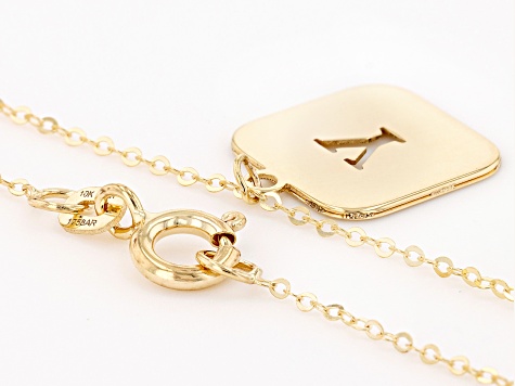 10k Yellow Gold Cut-Out Initial Y 18 Inch Necklace