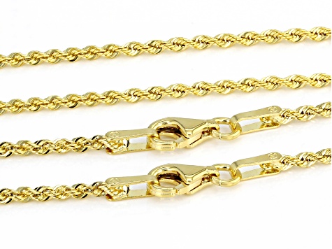 14k Yellow Gold 1.5mm Polished Rope Chain Set Of Two 18" & 20"