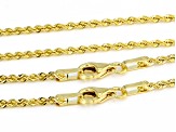 14k Yellow Gold 1.5mm Polished Rope Chain Set Of Two 18" & 20"