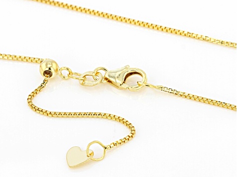 10k Yellow Gold Sliding Adjustable 0.8mm Box Chain 24 Inch Necklace